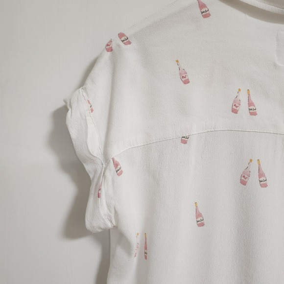 Rails Whitney Button Up Champagne Bottle Blouse In Rose - Picture 12 of 14